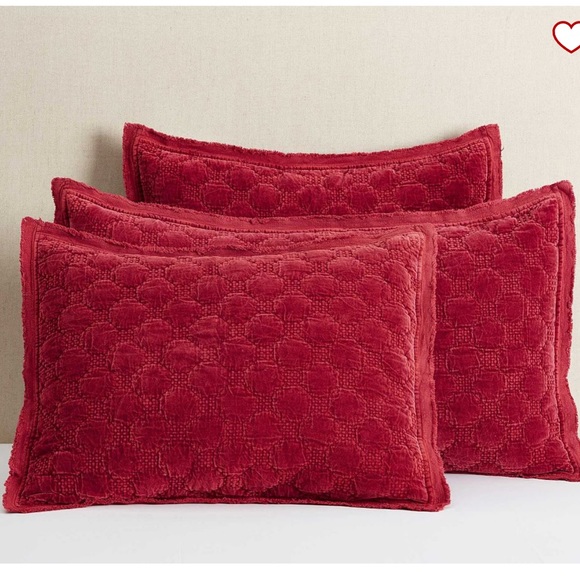 Pottery Barn Bedding Pb Velvet Lattice Quilted Euro Sham In Ruby